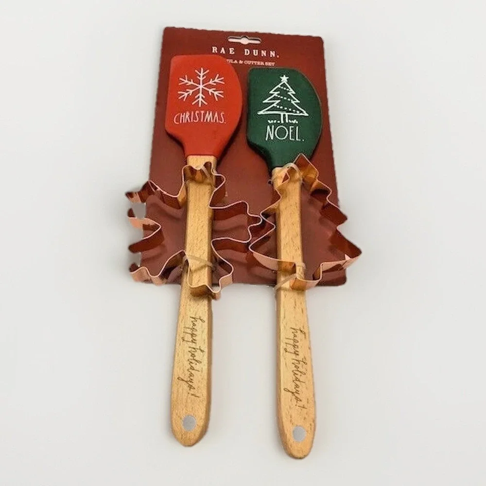 Christmas Cookies Holiday Bake Party Spatula Cookie Cutter Set Snowflake Tree